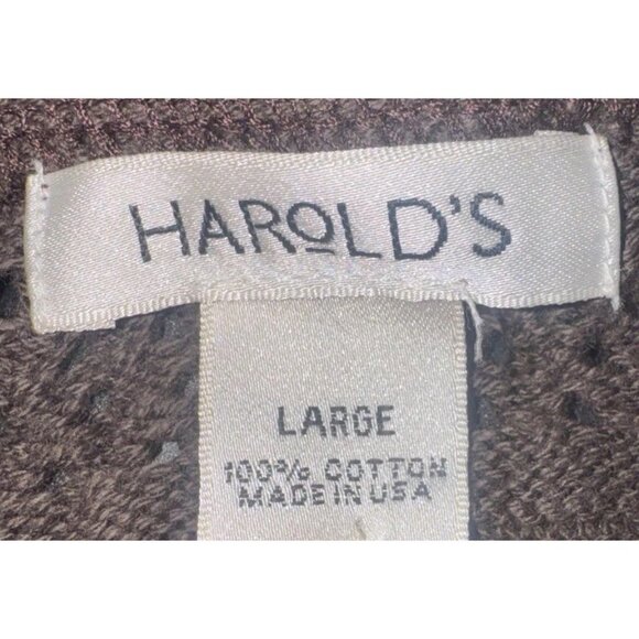 Harold's Womens Brown Open Weave Open Front Cardigan Sweater Sz L USA Boho - Picture 5 of 8